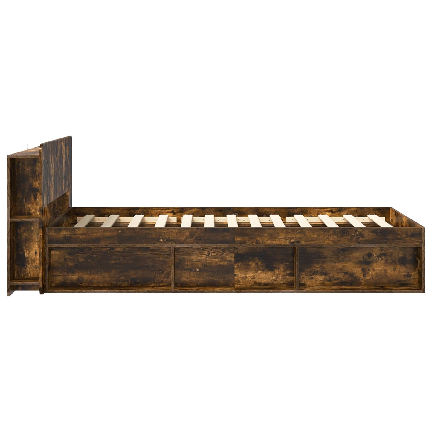 Bed Frame with Storage Smoked Oak 100 x 200 cm Engineered Wood