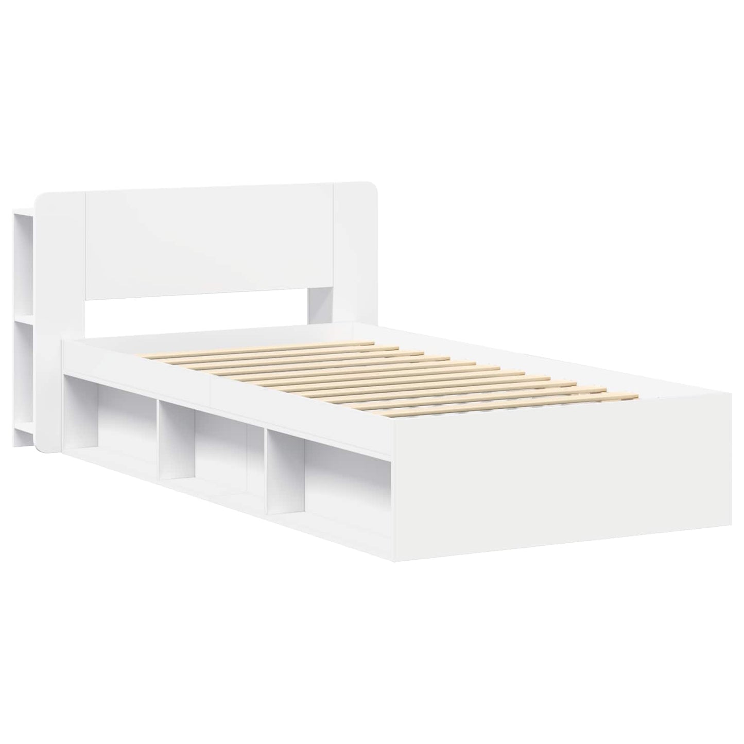 Bed Frame with Storage White 100 x 200 cm Engineered Wood