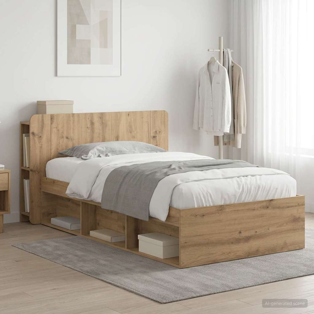 Bed Frame with Storage Artisan Oak 90 x 200 cm Engineered Wood