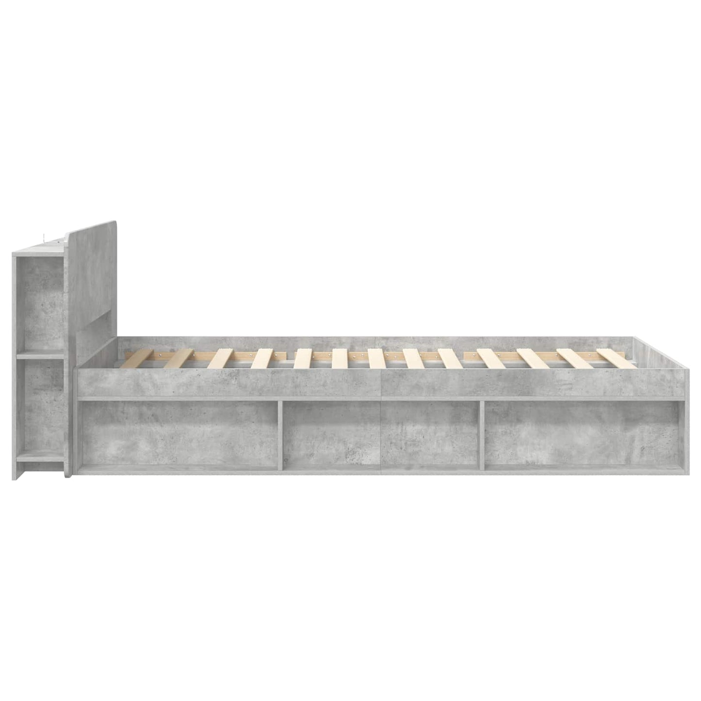 Bed Frame with Storage with Headboard Concrete Grey 90 x 200 cm