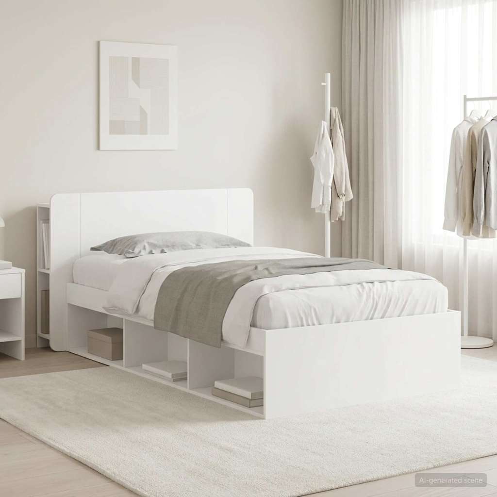 Bed Frame with Storage White 90 x 200 cm Engineered Wood