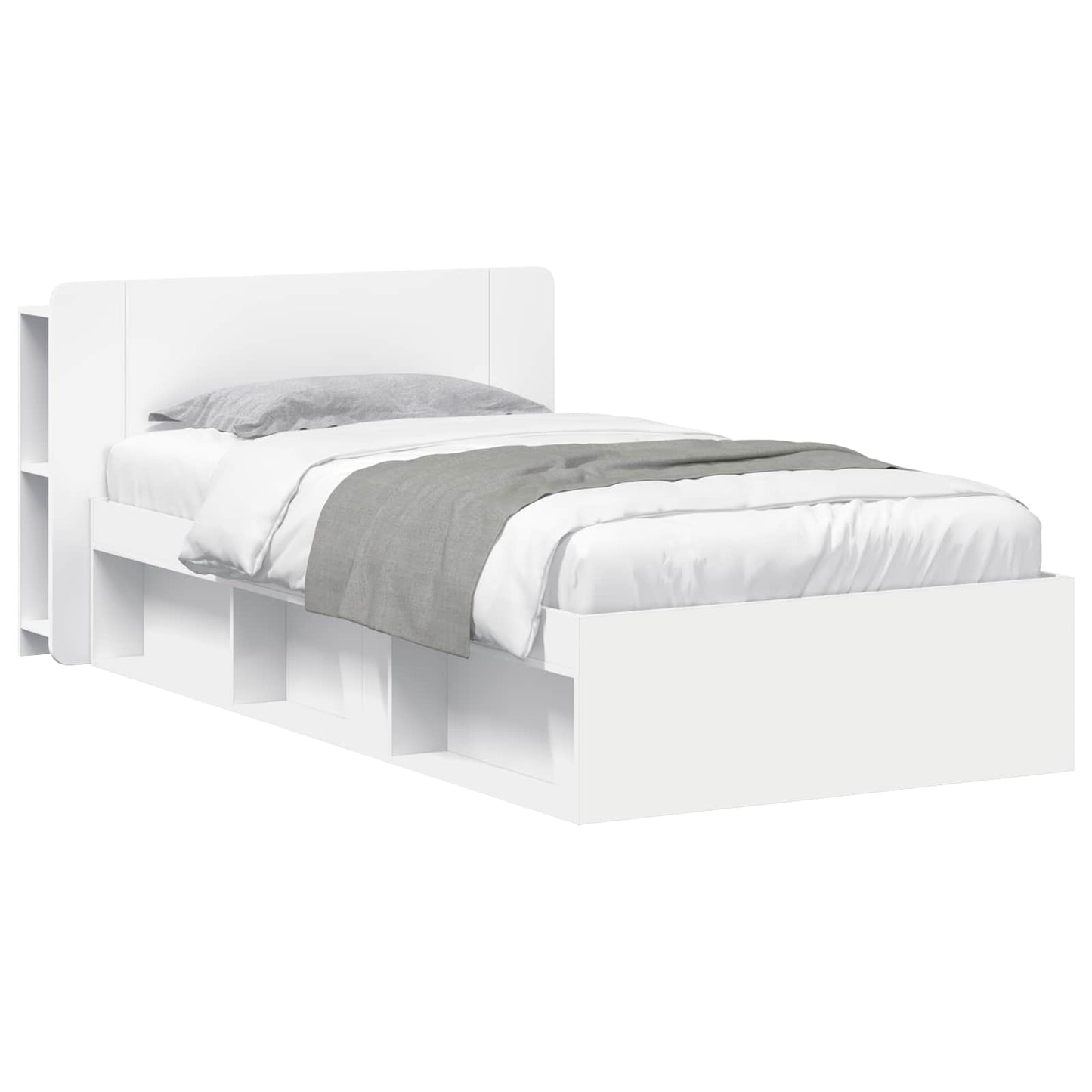 Bed Frame with Storage White 90 x 200 cm Engineered Wood