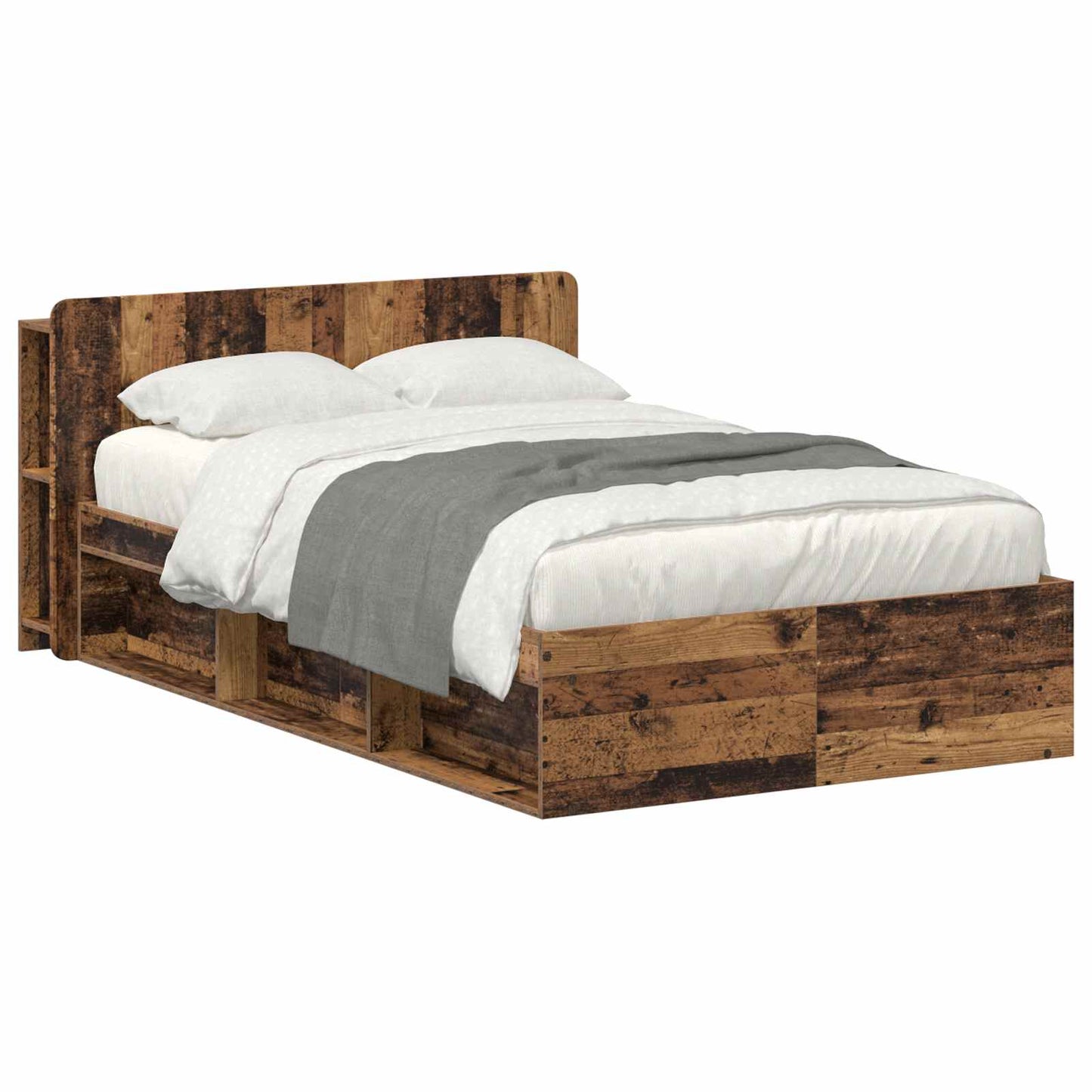 Bed Frame with Storage Old Wood 120 x 190 cm Engineered Wood