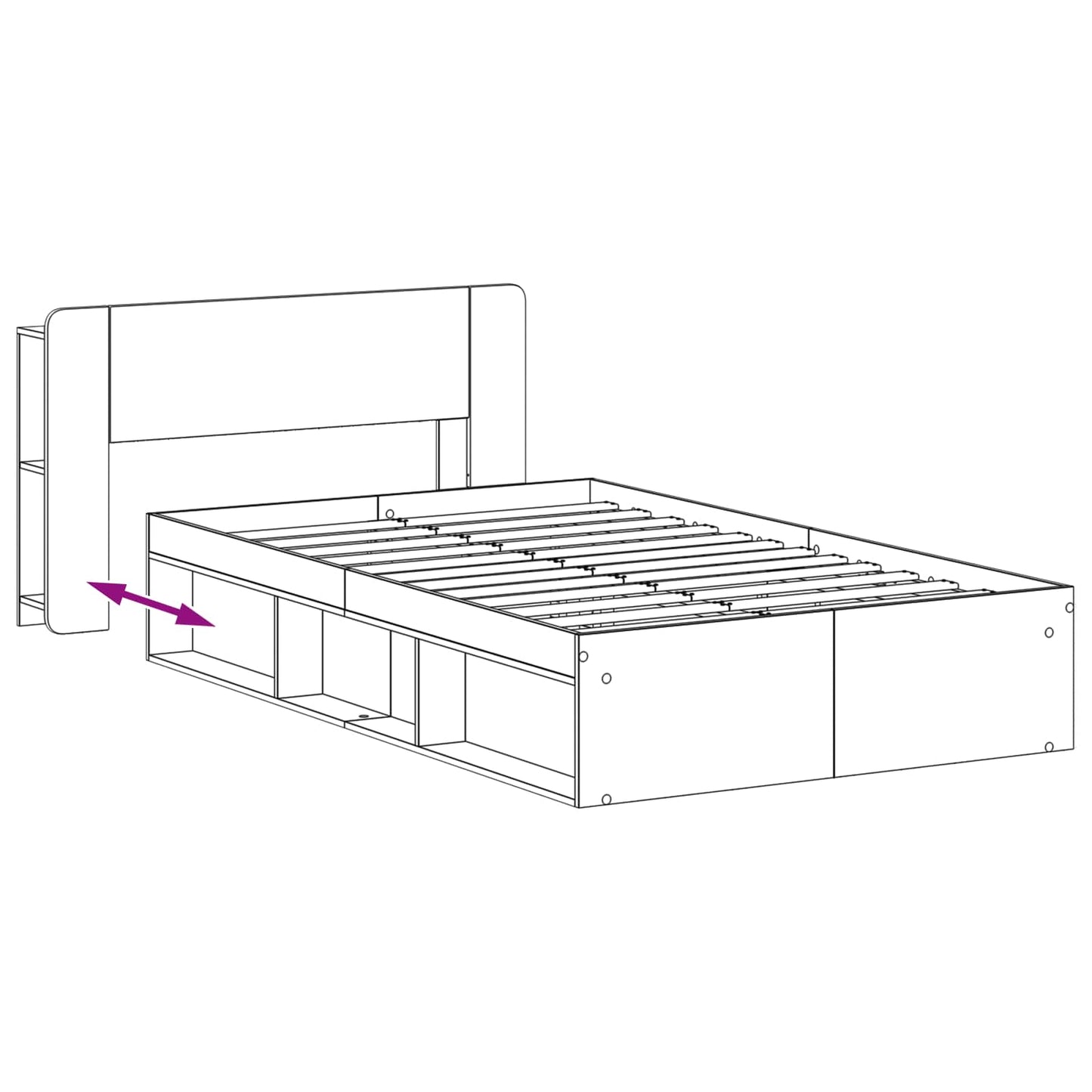 Bed Frame with Storage Artisan Oak 120 x 200 cm Engineered Wood