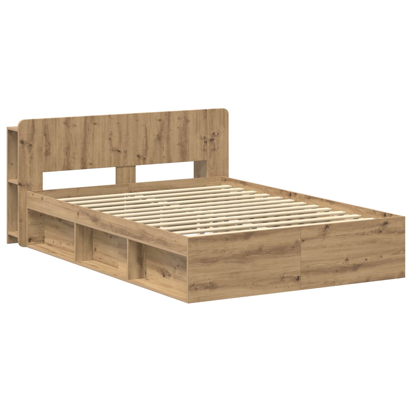 Bed Frame with Storage Artisan Oak 135 x 190 cm Engineered Wood
