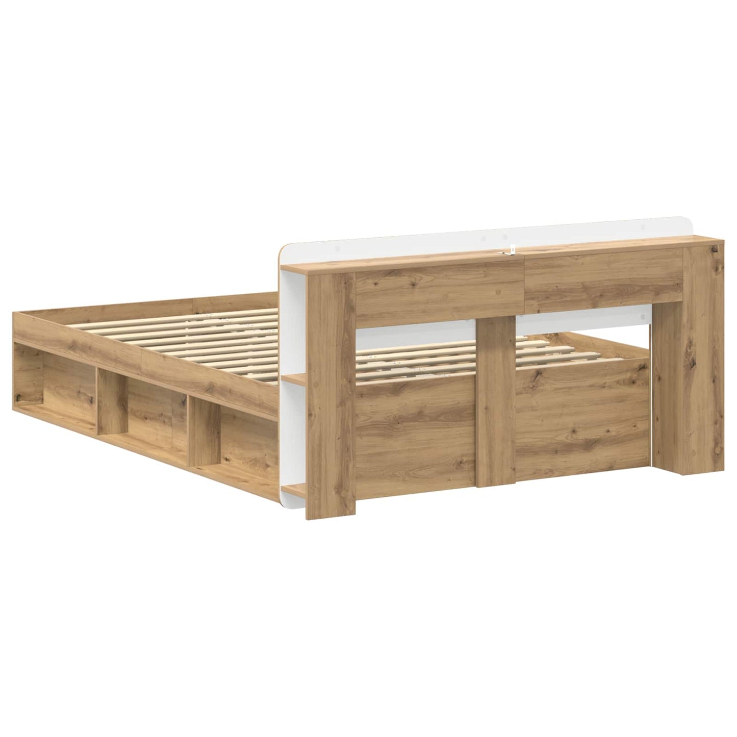 Bed Frame with Storage Artisan Oak 135 x 190 cm Engineered Wood
