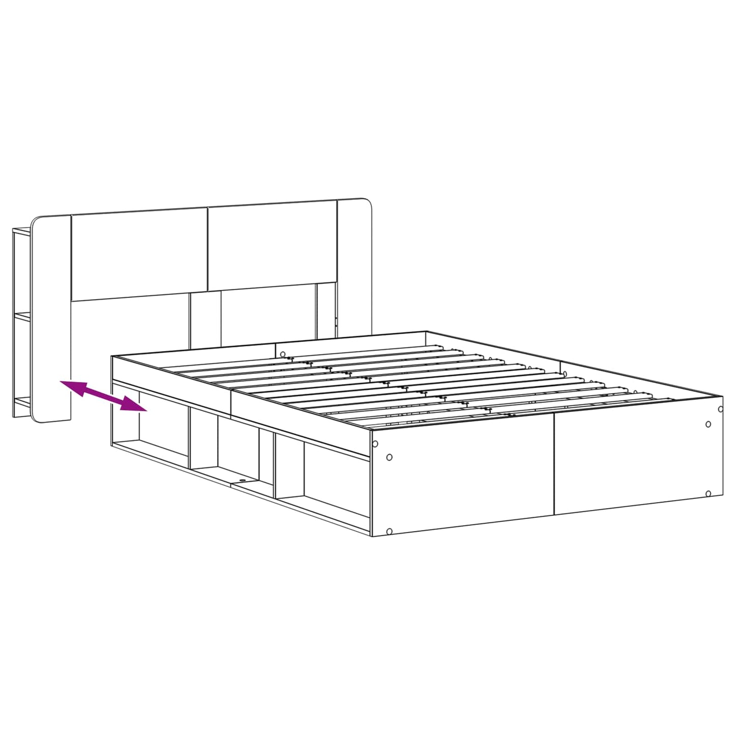 Bed Frame with Storage Artisan Oak 135 x 190 cm Engineered Wood