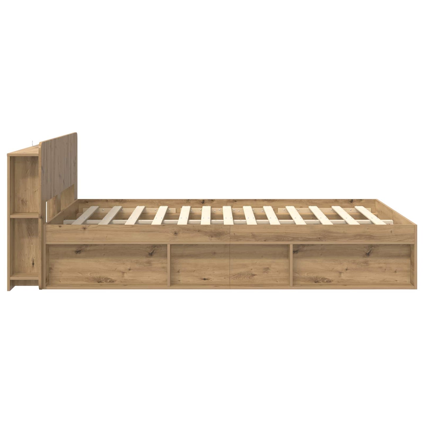Bed Frame with Storage Artisan Oak 135 x 190 cm Engineered Wood