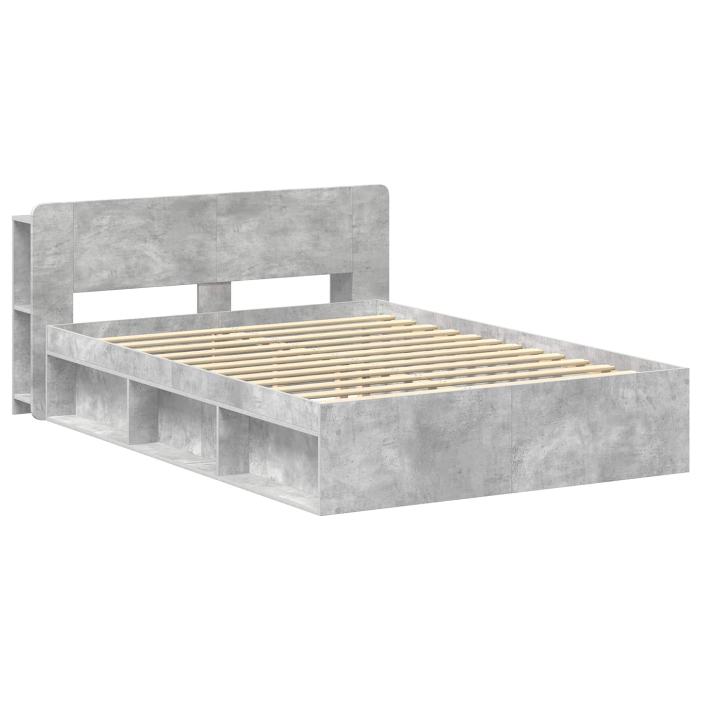 Bed Frame with Storage Concrete Grey 140 x 190 cm