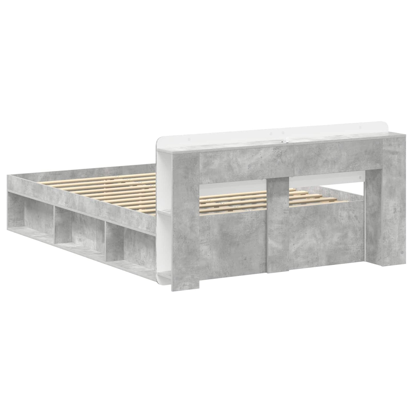 Bed Frame with Storage Concrete Grey 140 x 190 cm