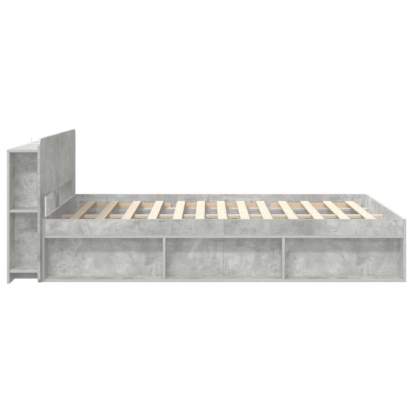 Bed Frame with Storage Concrete Grey 140 x 190 cm