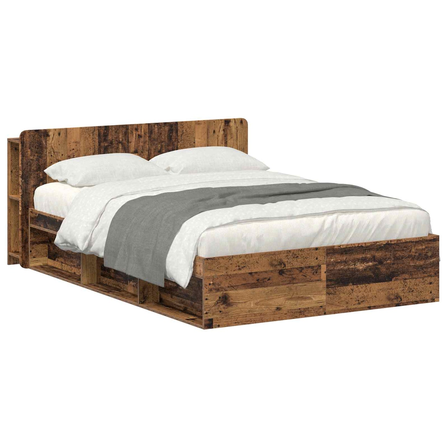 Bed Frame with Storage Old Wood 140 x 190 cm Engineered Wood