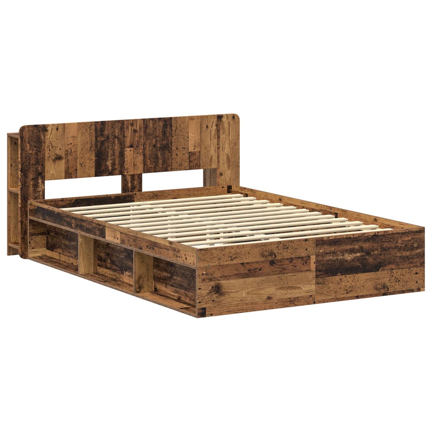 Bed Frame with Storage Old Wood 140 x 190 cm Engineered Wood