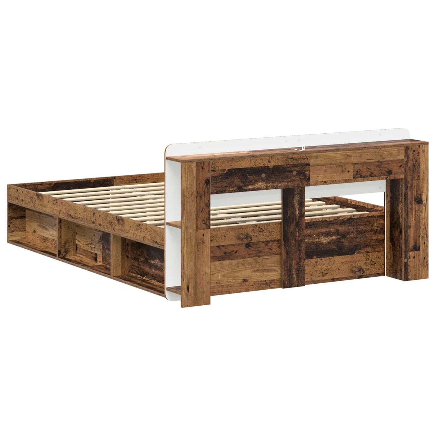 Bed Frame with Storage Old Wood 140 x 190 cm Engineered Wood