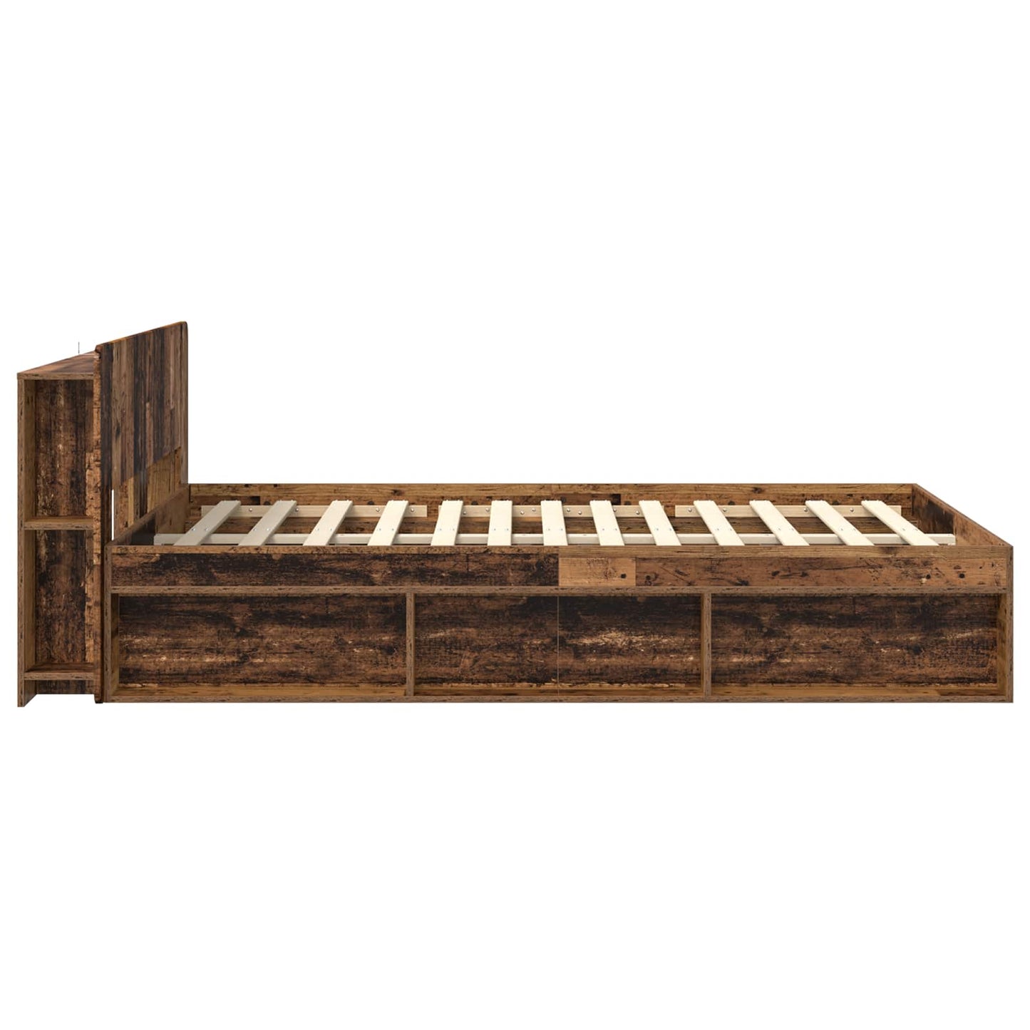Bed Frame with Storage Old Wood 140 x 190 cm Engineered Wood