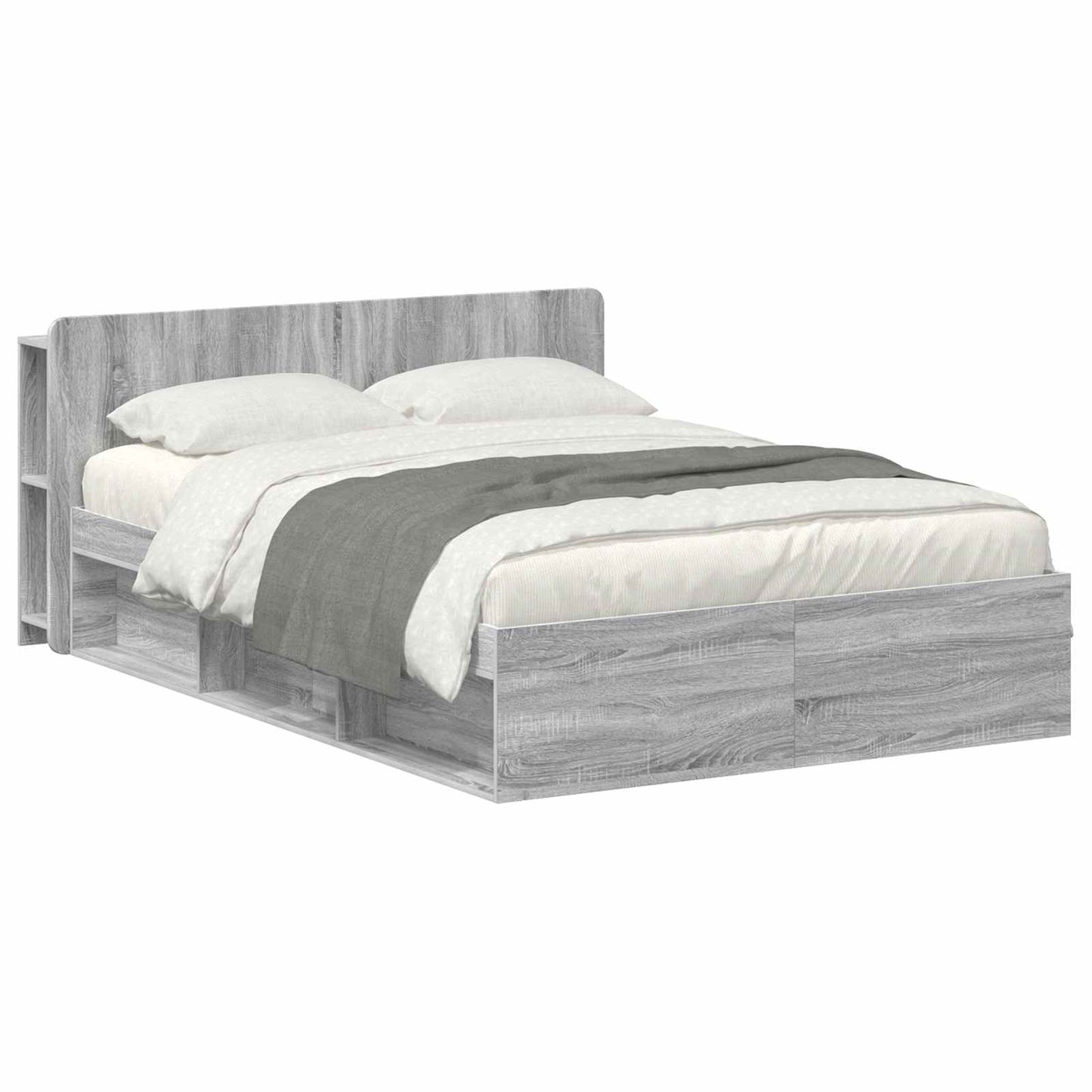 Bed Frame with Storage Grey Sonoma 140 x 200 cm Engineered Wood
