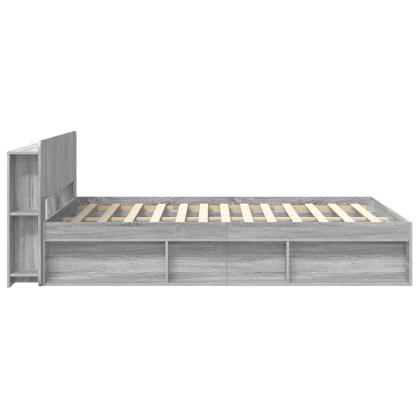 Bed Frame with Storage Grey Sonoma 140 x 200 cm Engineered Wood