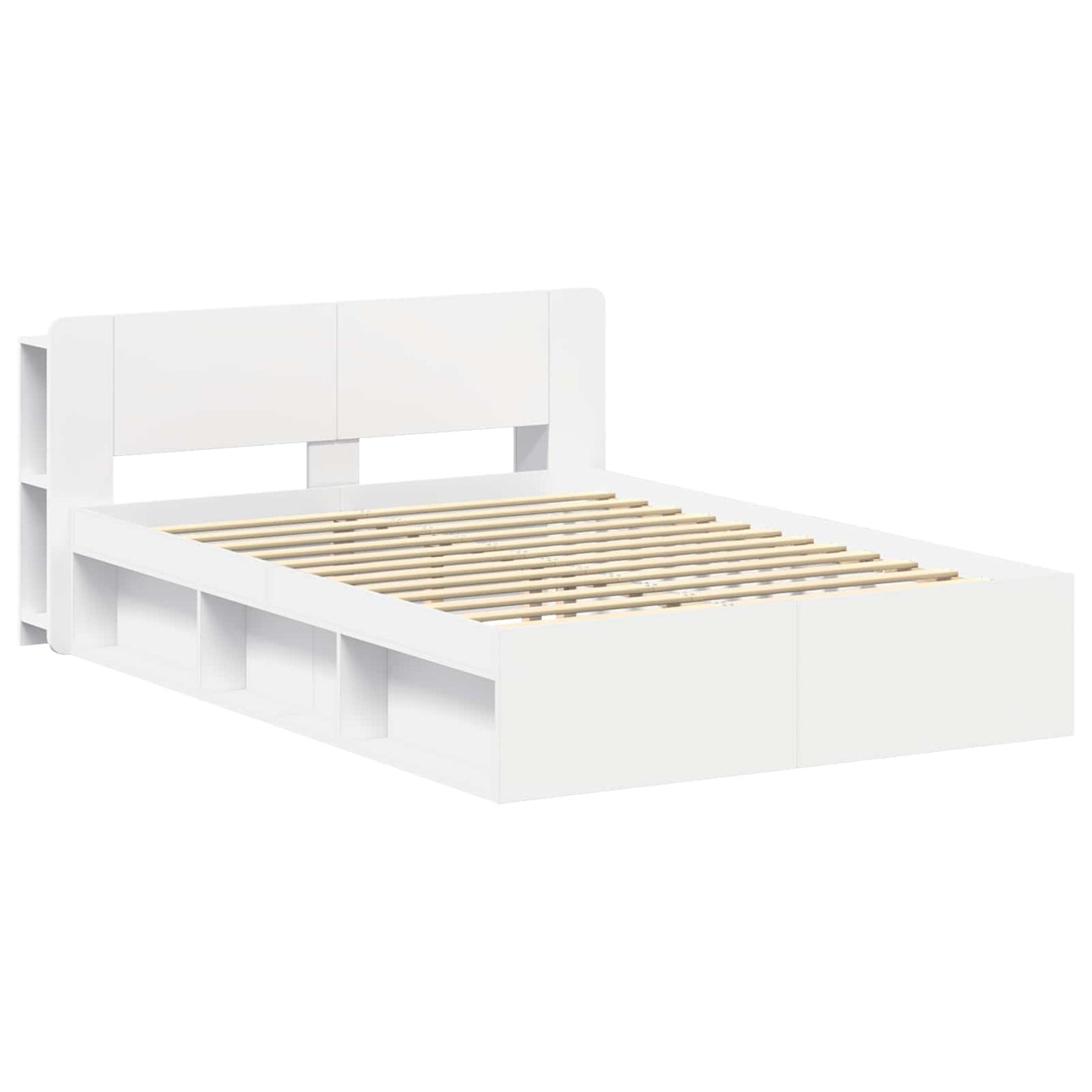 Bed Frame with Storage White 140 x 200 cm Engineered Wood