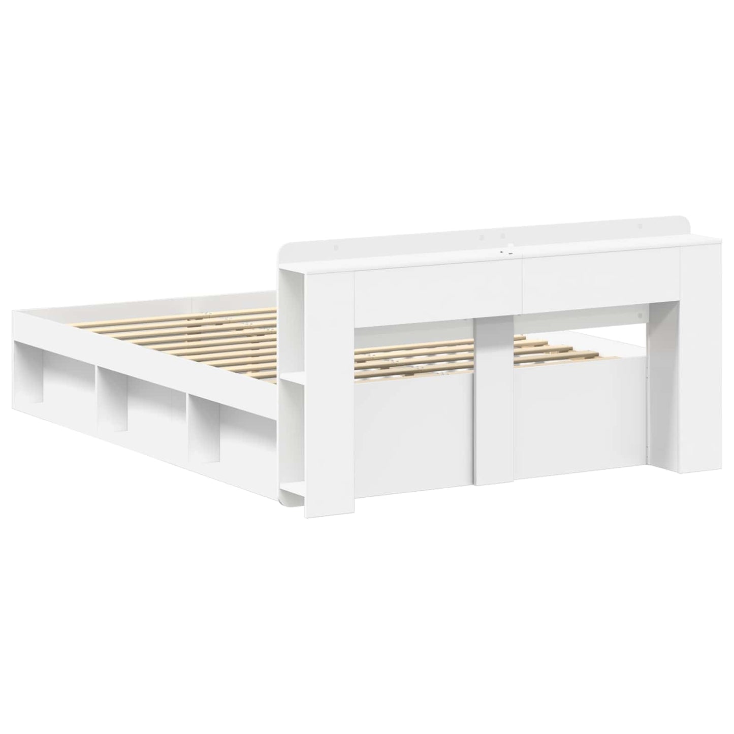Bed Frame with Storage White 140 x 200 cm Engineered Wood