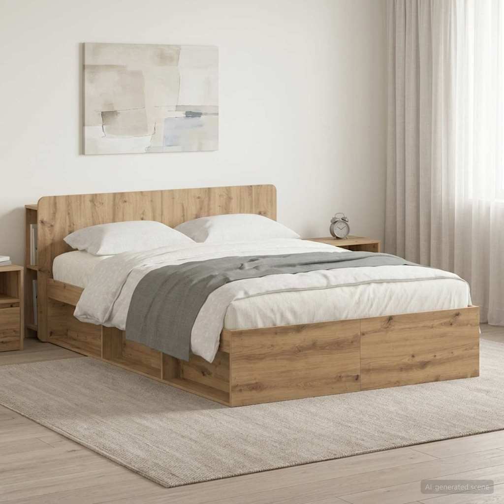 Bed Frame with Storage Artisan Oak 150 x 200 cm Engineered Wood