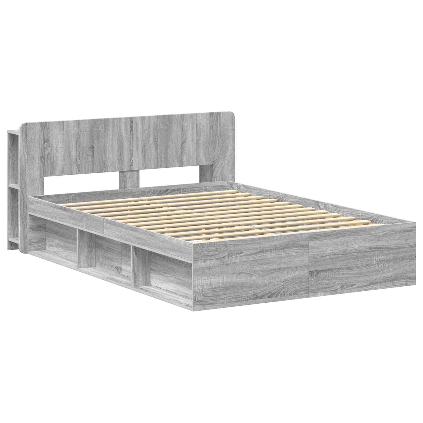 Bed Frame with Storage Grey Sonoma 150 x 200 cm Engineered Wood