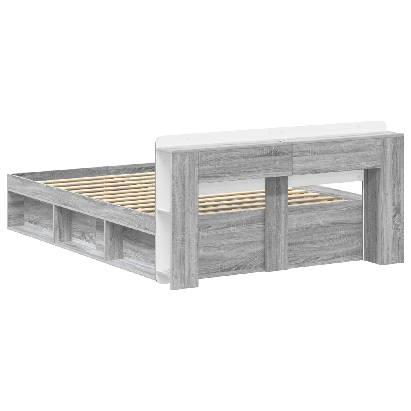Bed Frame with Storage Grey Sonoma 160 x 200 cm Engineered Wood