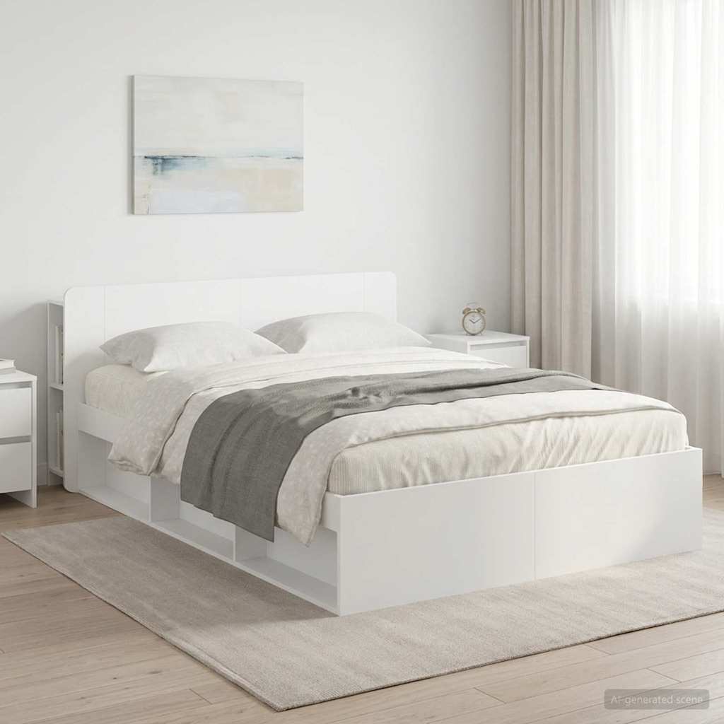 Bed Frame with Storage White 160 x 200 cm Engineered Wood