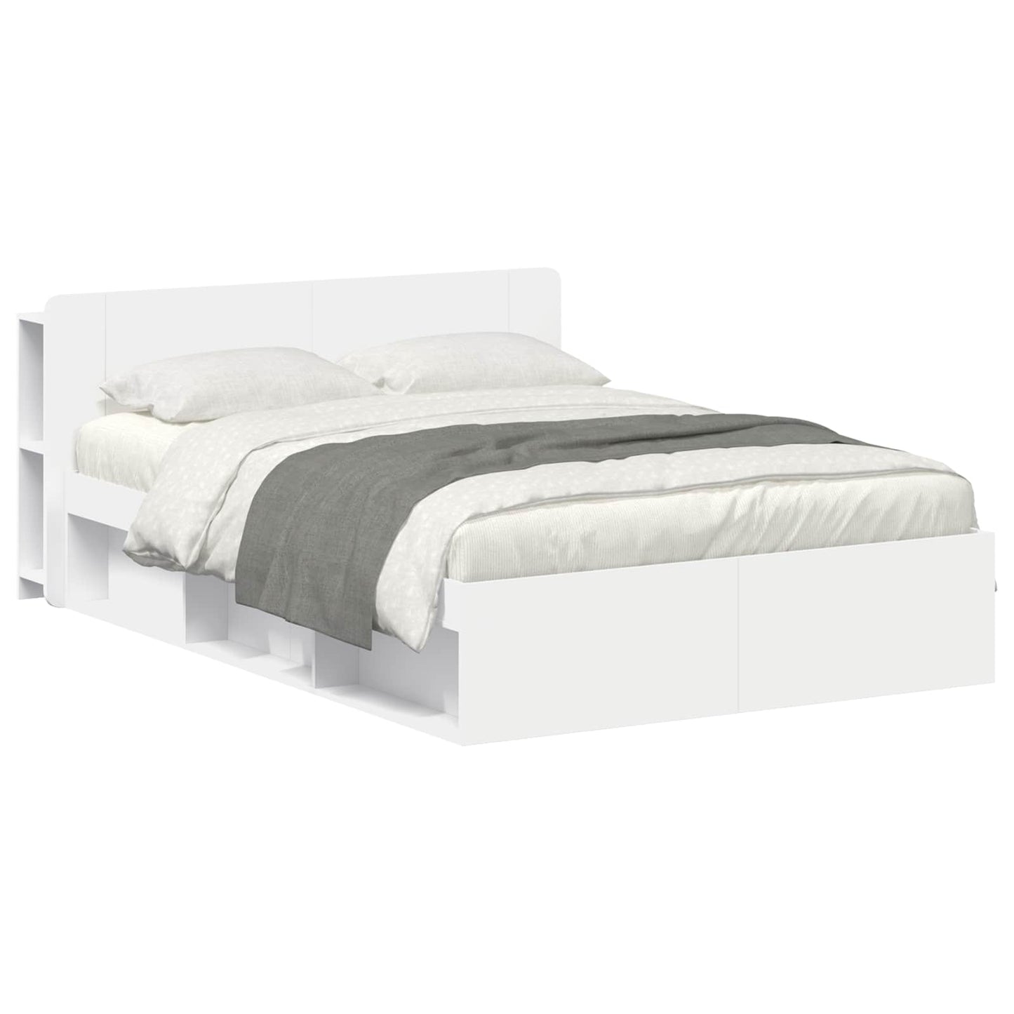 Bed Frame with Storage White 160 x 200 cm Engineered Wood