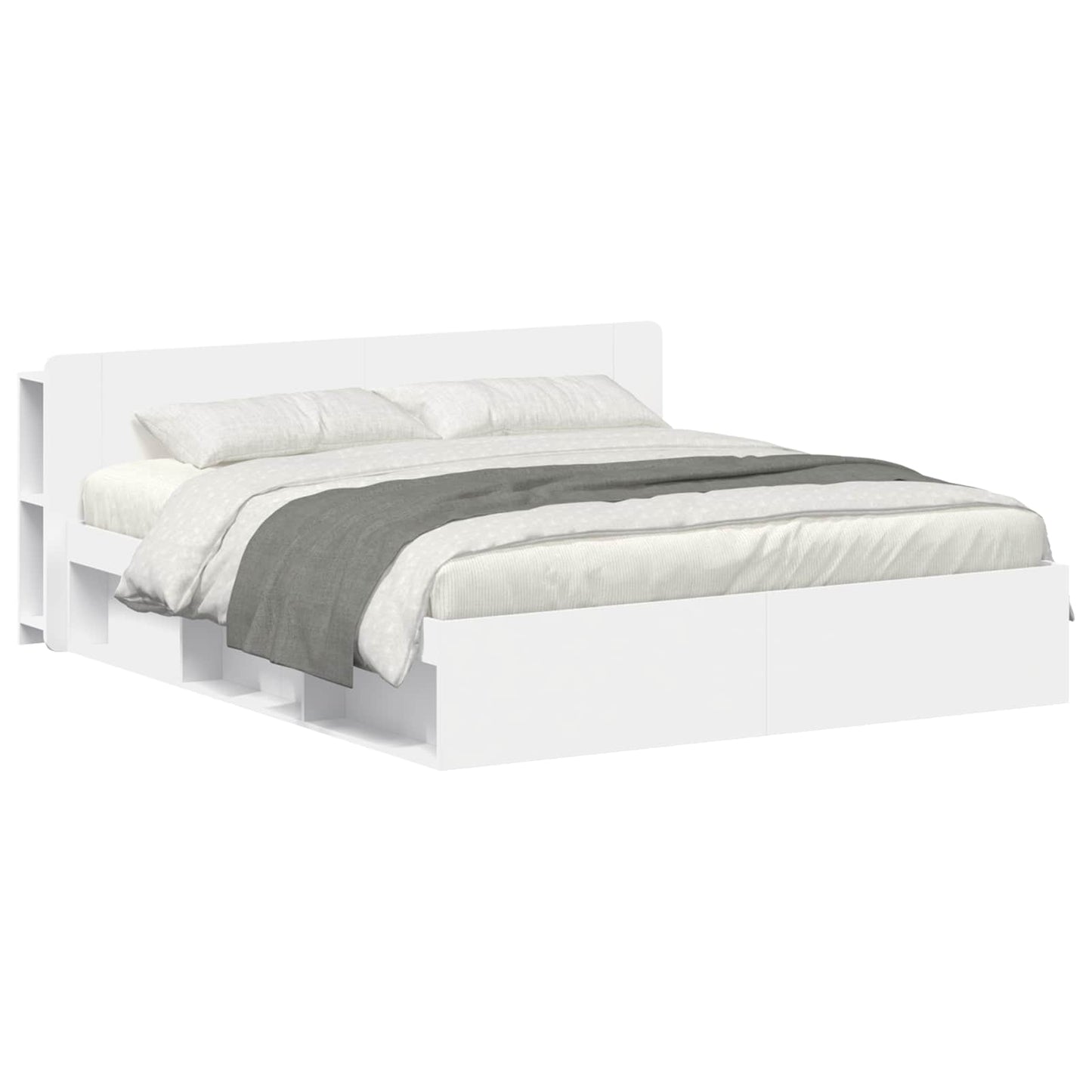 Bed Frame with Storage White 180 x 200 cm Engineered Wood