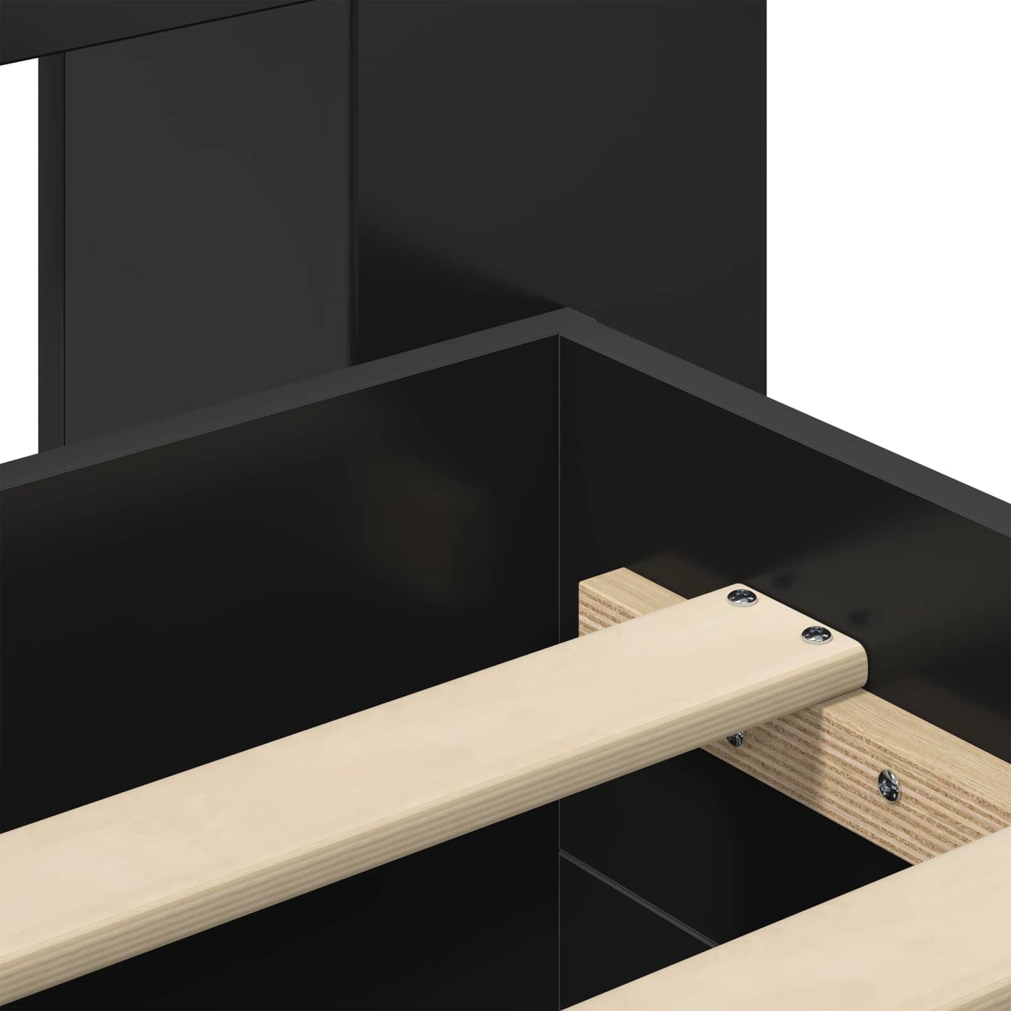Bed Frame with Storage Black 75 x 190 cm Engineered Wood