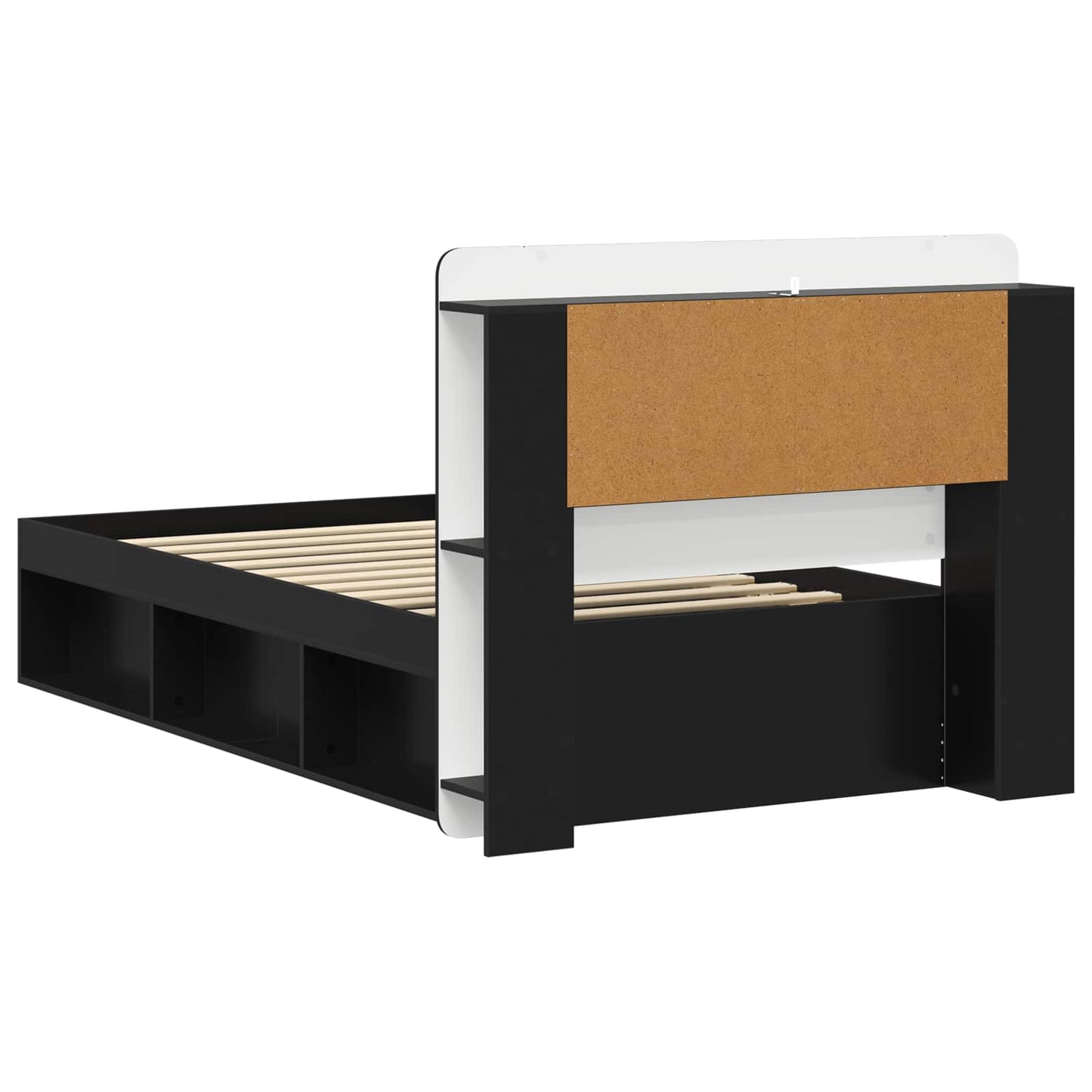 Bed Frame with Storage Black 75 x 190 cm Engineered Wood