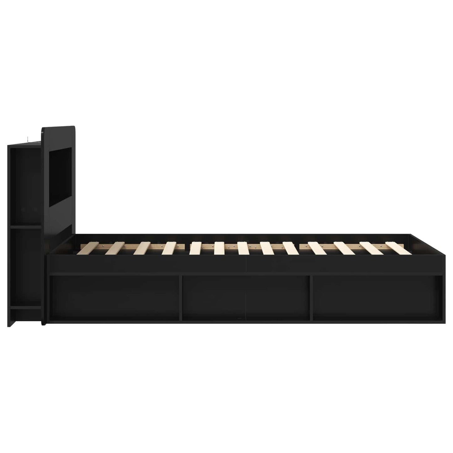 Bed Frame with Storage Black 75 x 190 cm Engineered Wood