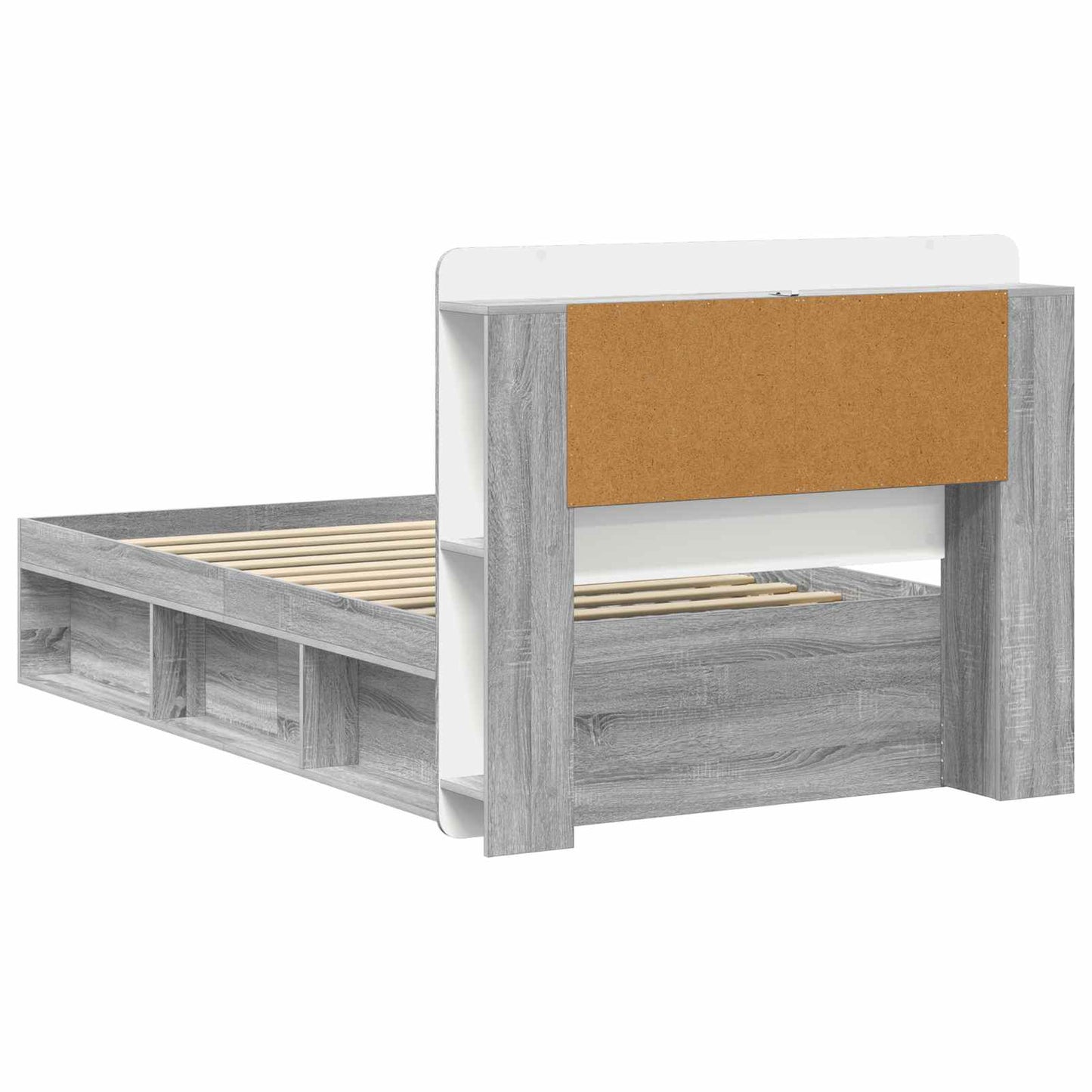 Bed Frame with Storage Grey Sonoma 75 x 190 cm Engineered Wood