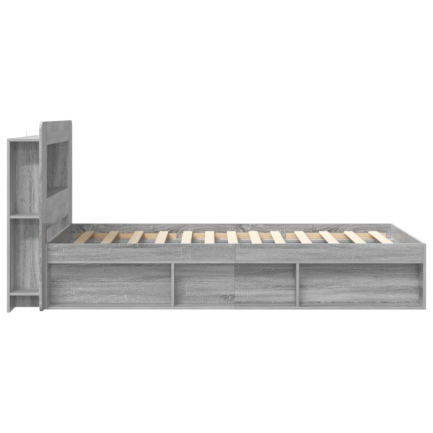 Bed Frame with Storage Grey Sonoma 75 x 190 cm Engineered Wood
