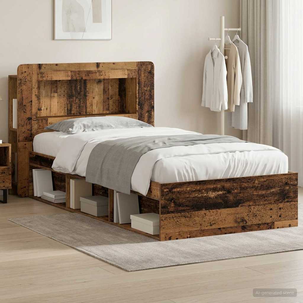 Bed Frame with Storage Old Wood 75 x 190 cm Engineered Wood