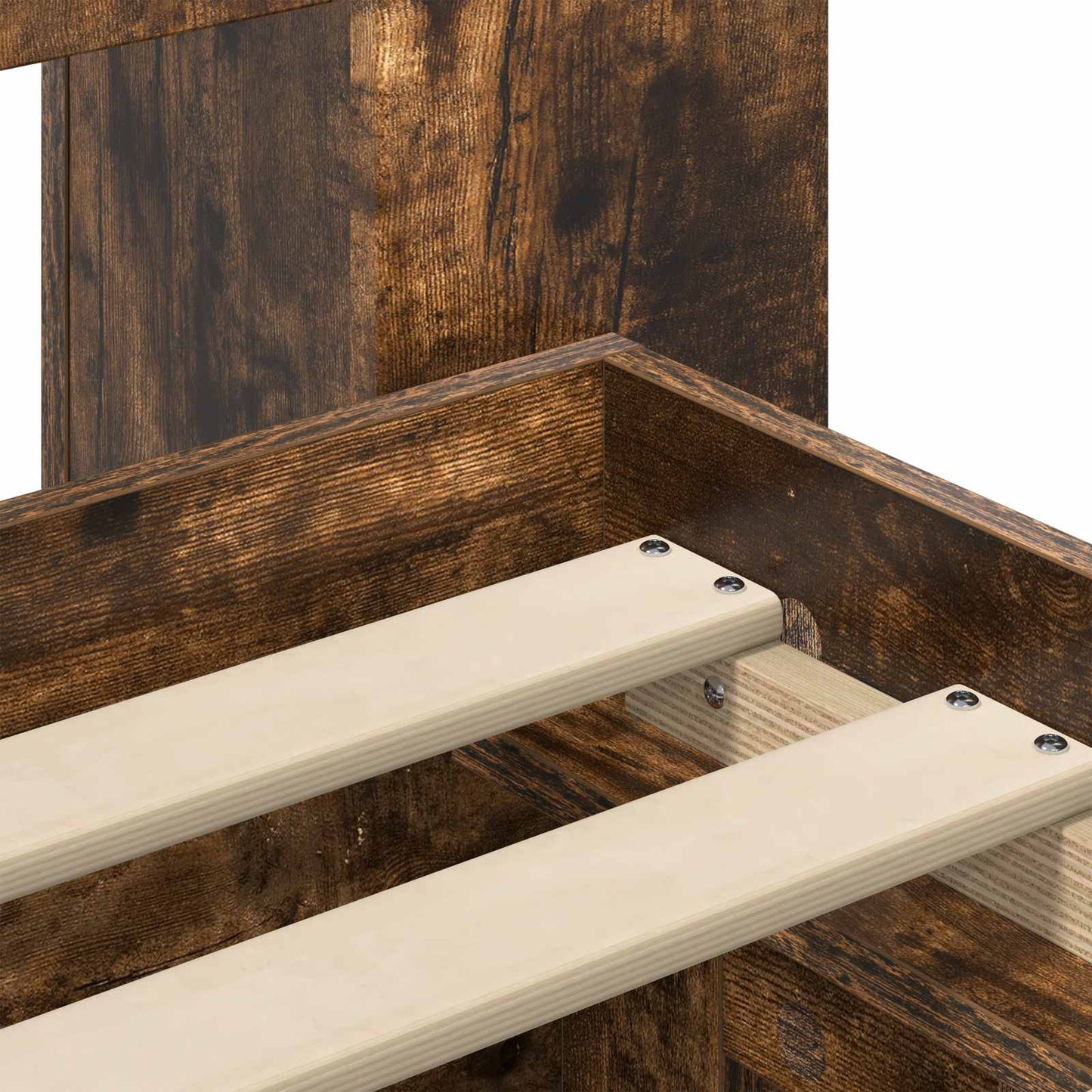 Bed Frame with Storage Smoked Oak 75 x 190 cm Engineered Wood