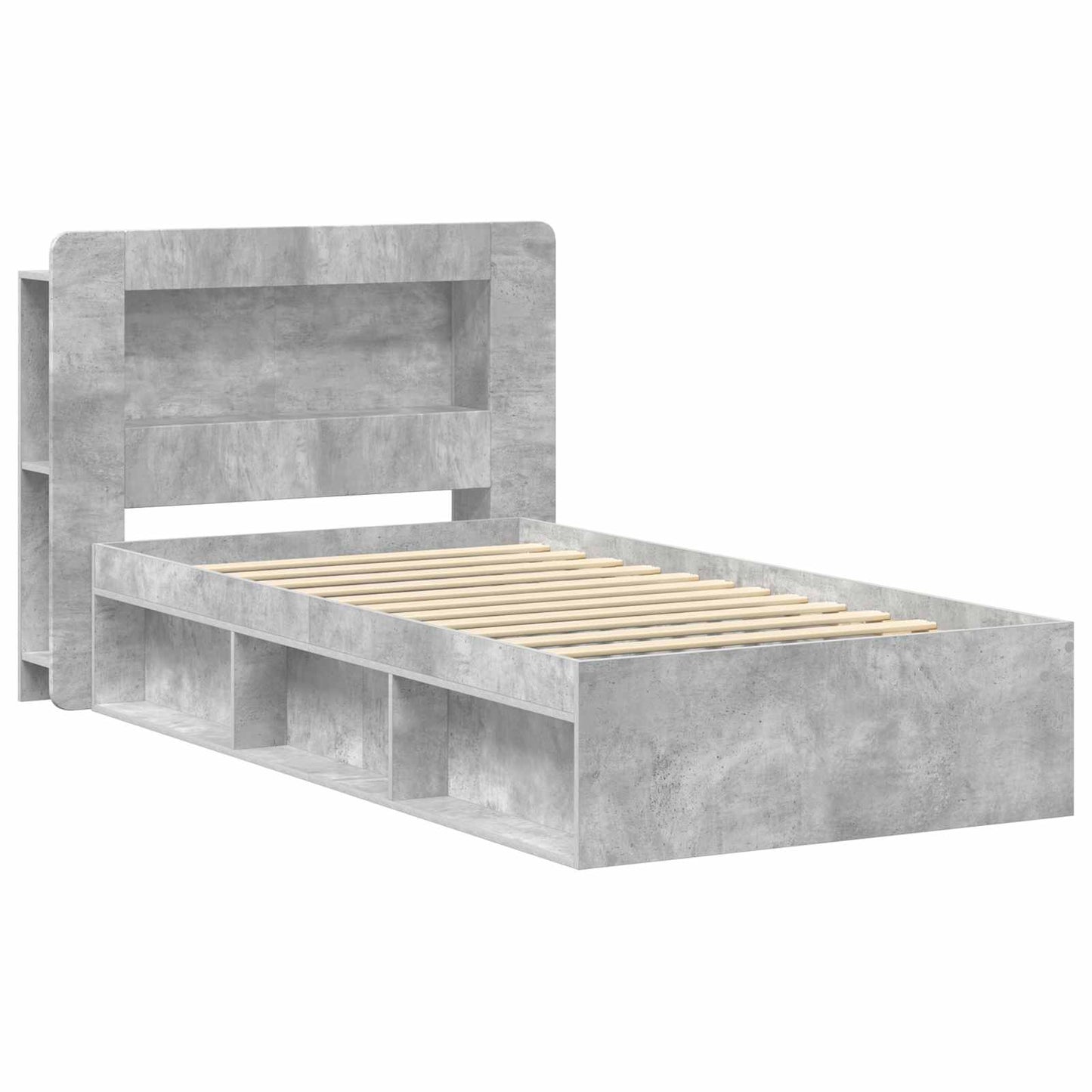 Bed Frame with Storage with Headboard Concrete Grey 80 x 200 cm