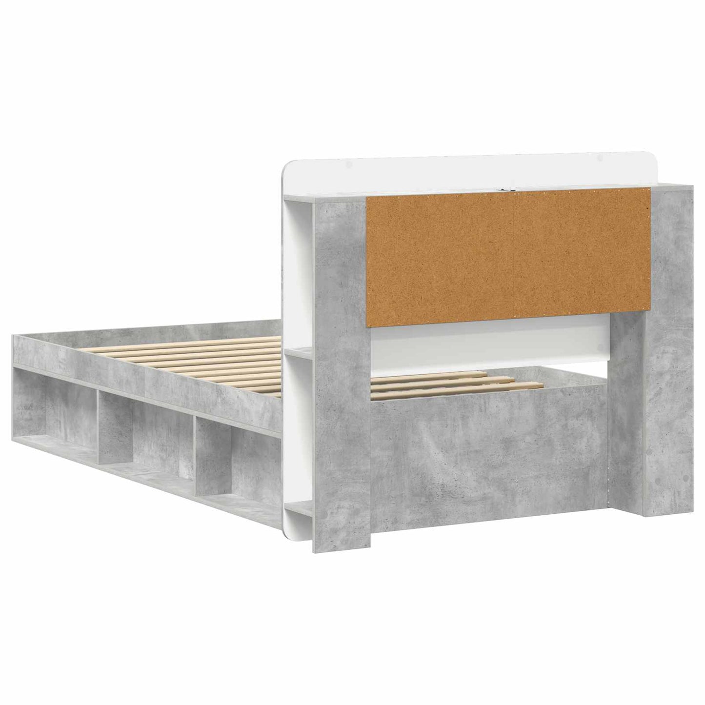 Bed Frame with Storage with Headboard Concrete Grey 80 x 200 cm