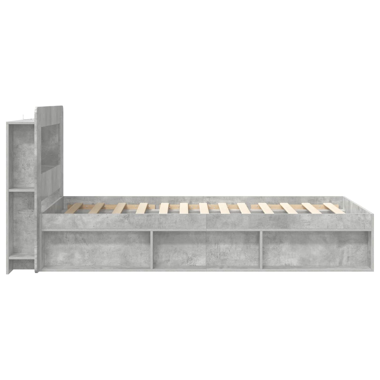 Bed Frame with Storage with Headboard Concrete Grey 80 x 200 cm