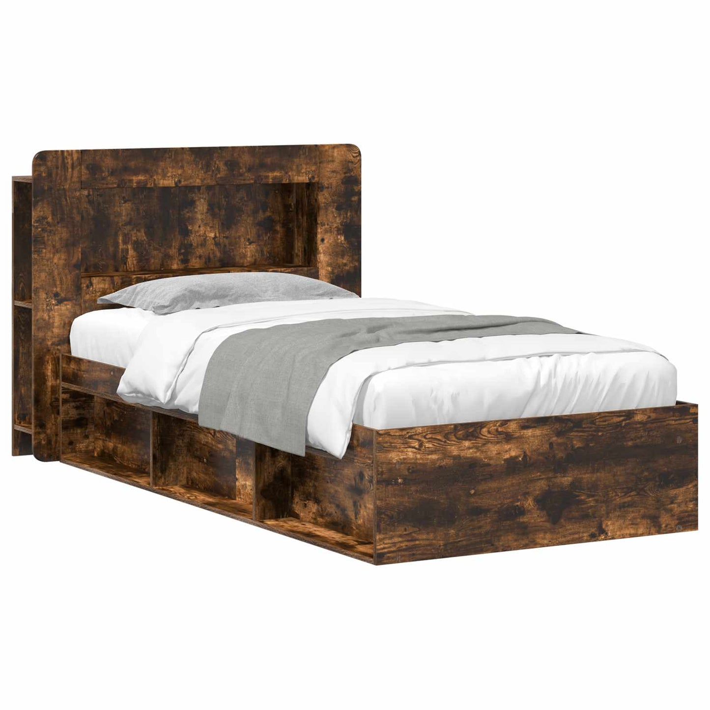 Bed Frame with Storage Smoked Oak 80 x 200 cm Engineered Wood