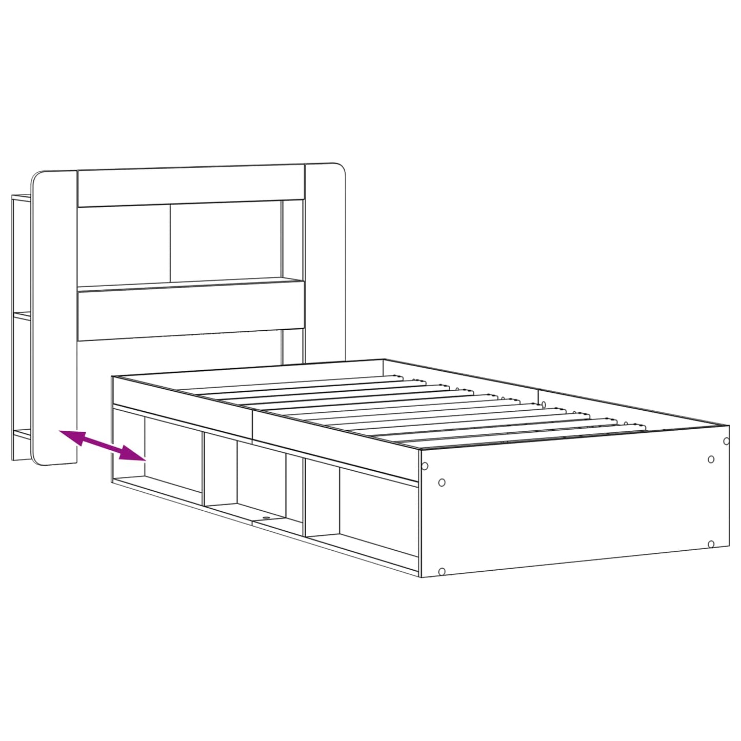 Bed Frame with Storage Smoked Oak 80 x 200 cm Engineered Wood
