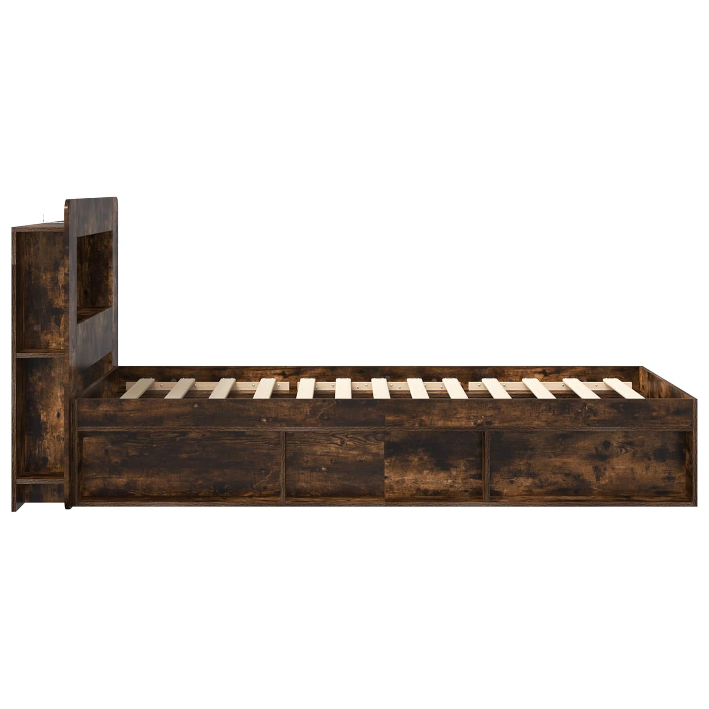 Bed Frame with Storage Smoked Oak 80 x 200 cm Engineered Wood