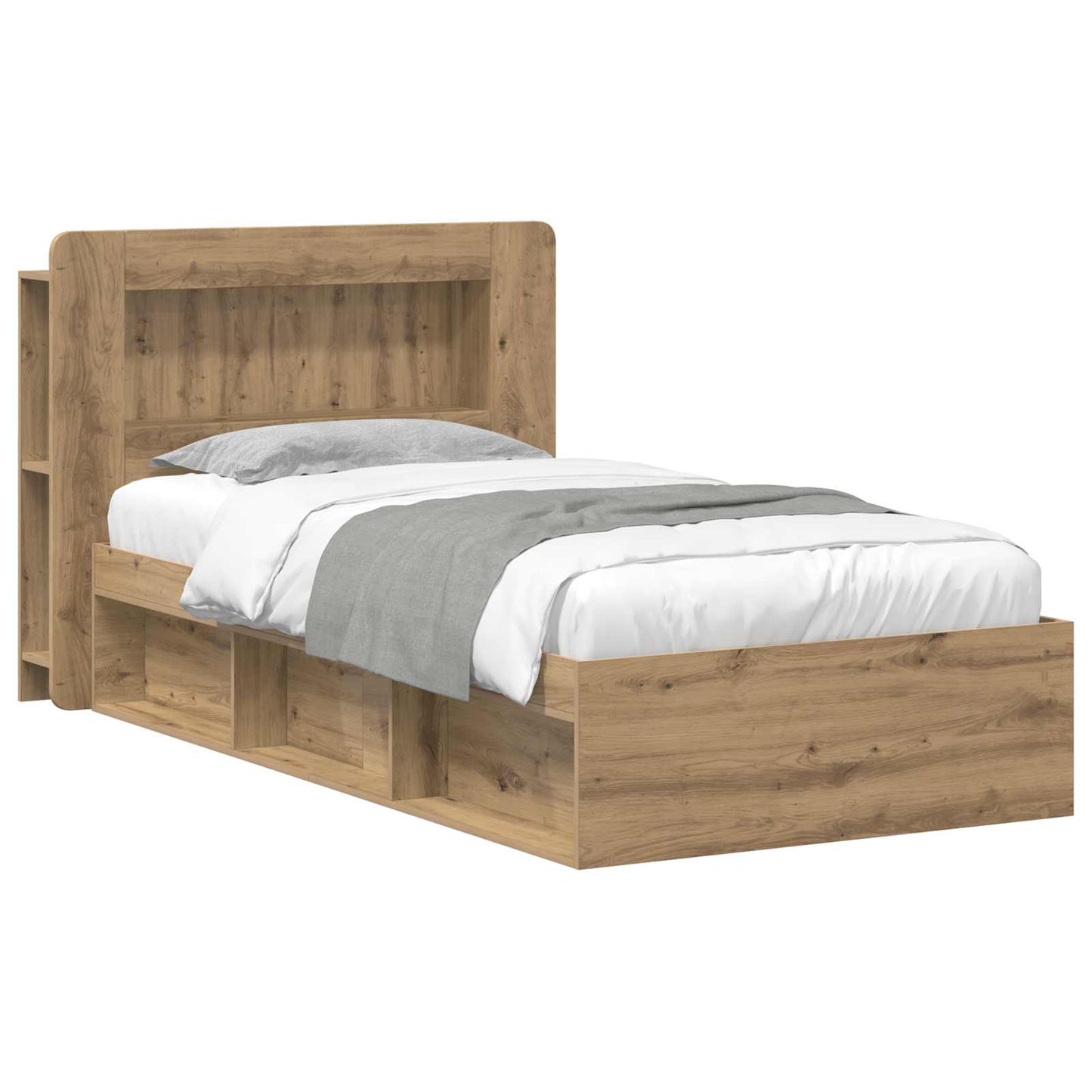 Bed Frame with Storage Artisan Oak 90 x 190 cm Engineered Wood