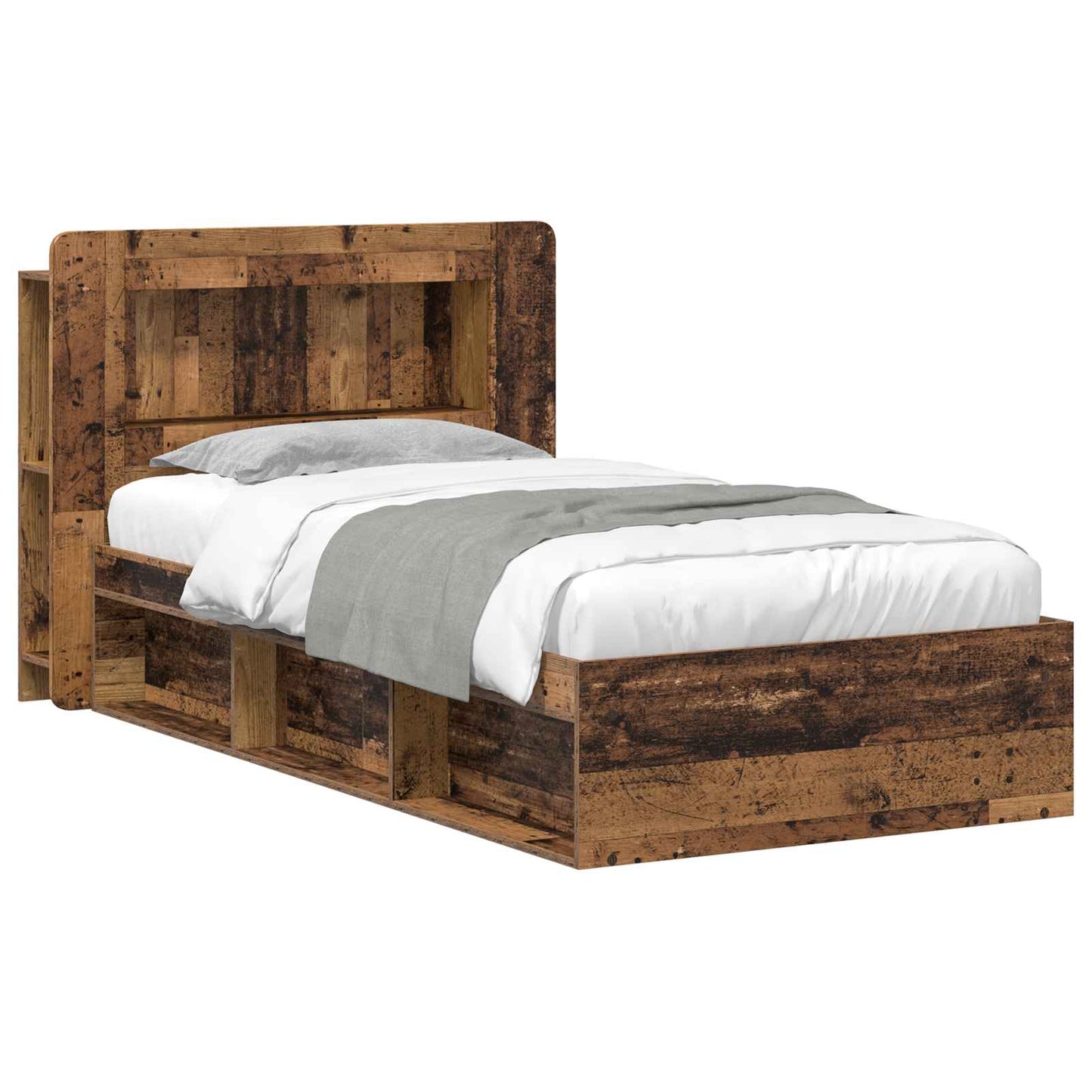 Bed Frame with Storage Old Wood 90 x 200 cm Engineered Wood