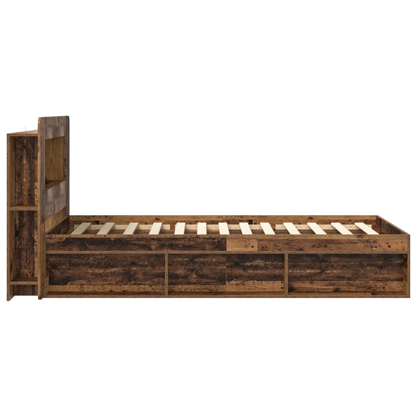 Bed Frame with Storage Old Wood 90 x 200 cm Engineered Wood
