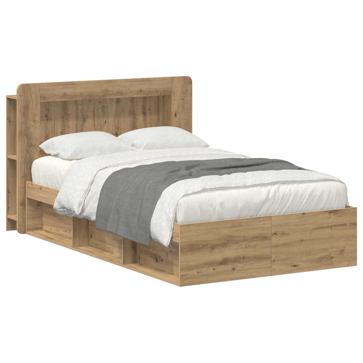 Bed Frame with Storage Artisan Oak 120 x 190 cm Engineered Wood