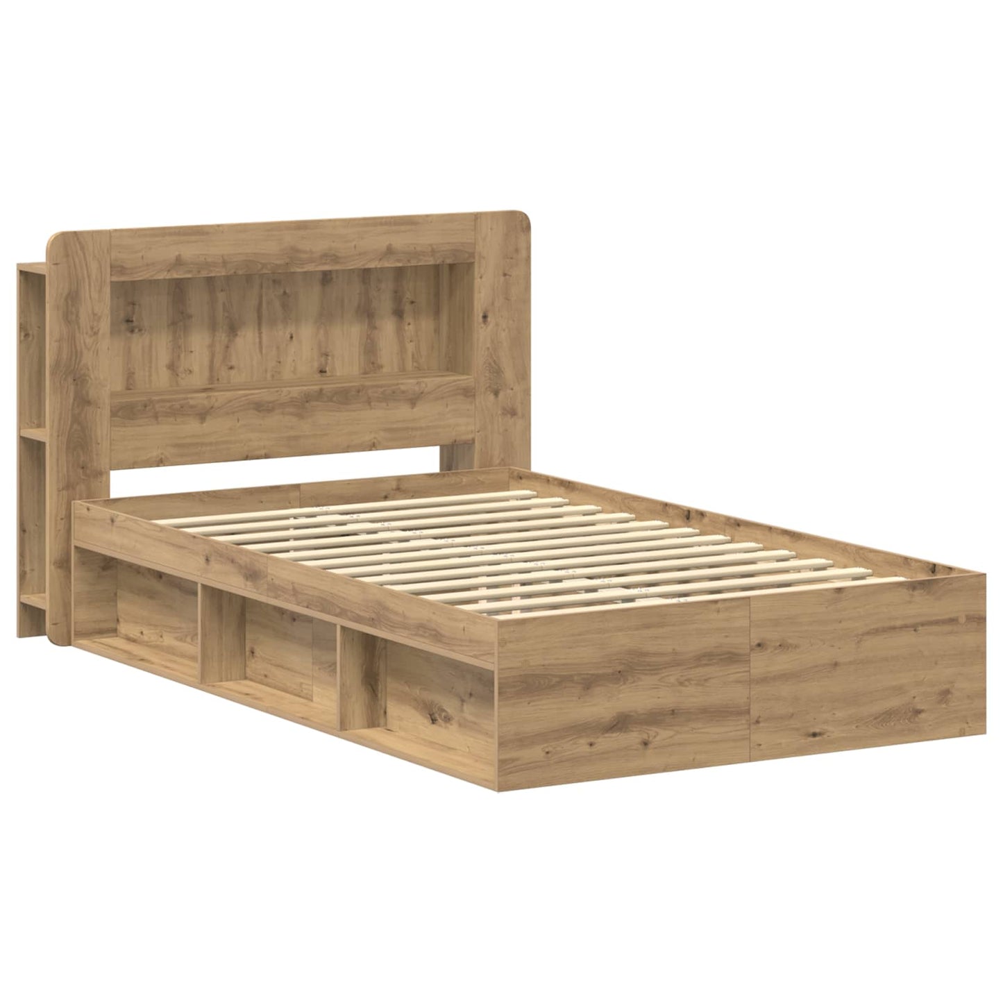 Bed Frame with Storage Artisan Oak 120 x 190 cm Engineered Wood