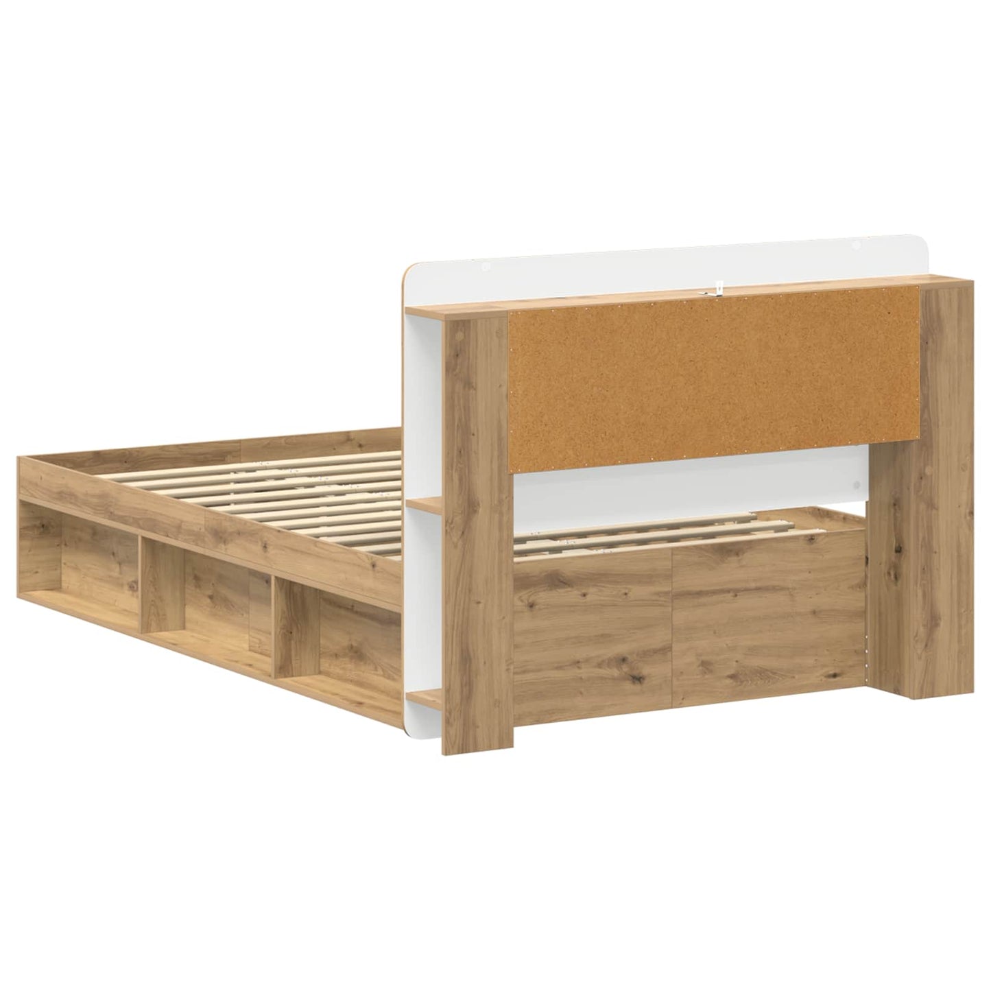 Bed Frame with Storage Artisan Oak 120 x 190 cm Engineered Wood