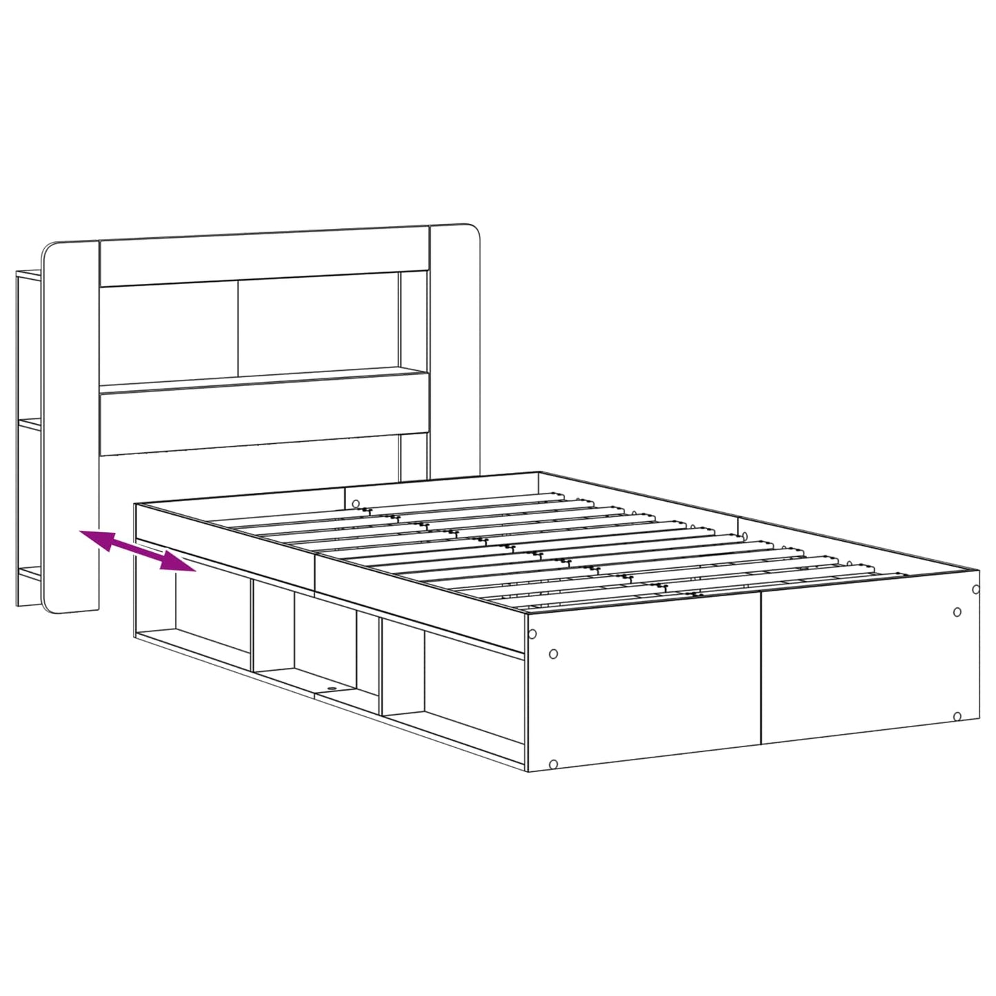 Bed Frame with Storage Old Wood 120 x 190 cm Engineered Wood