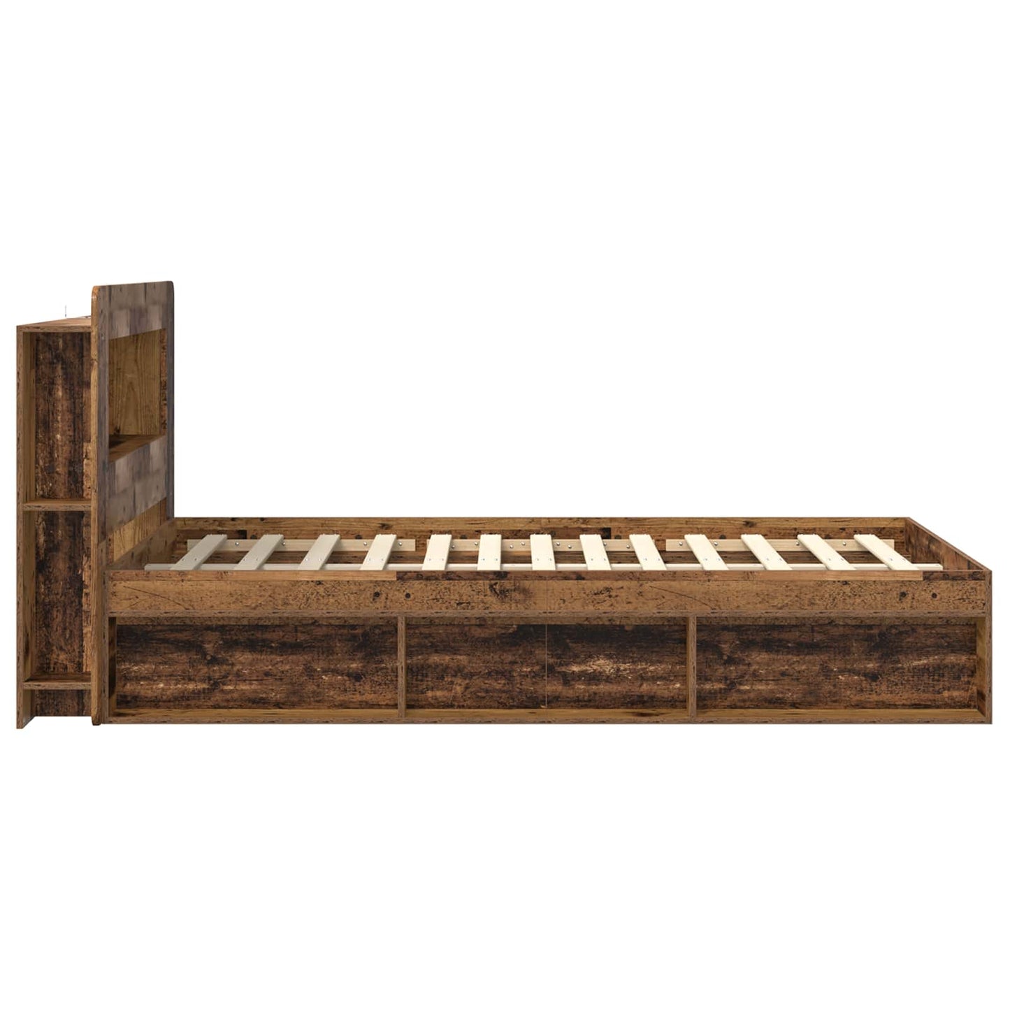 Bed Frame with Storage Old Wood 120 x 190 cm Engineered Wood